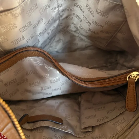 Michael Kors Anita Pebbled Leather Shoulder Bag – Acorn/Camel - Picture 6 of 13